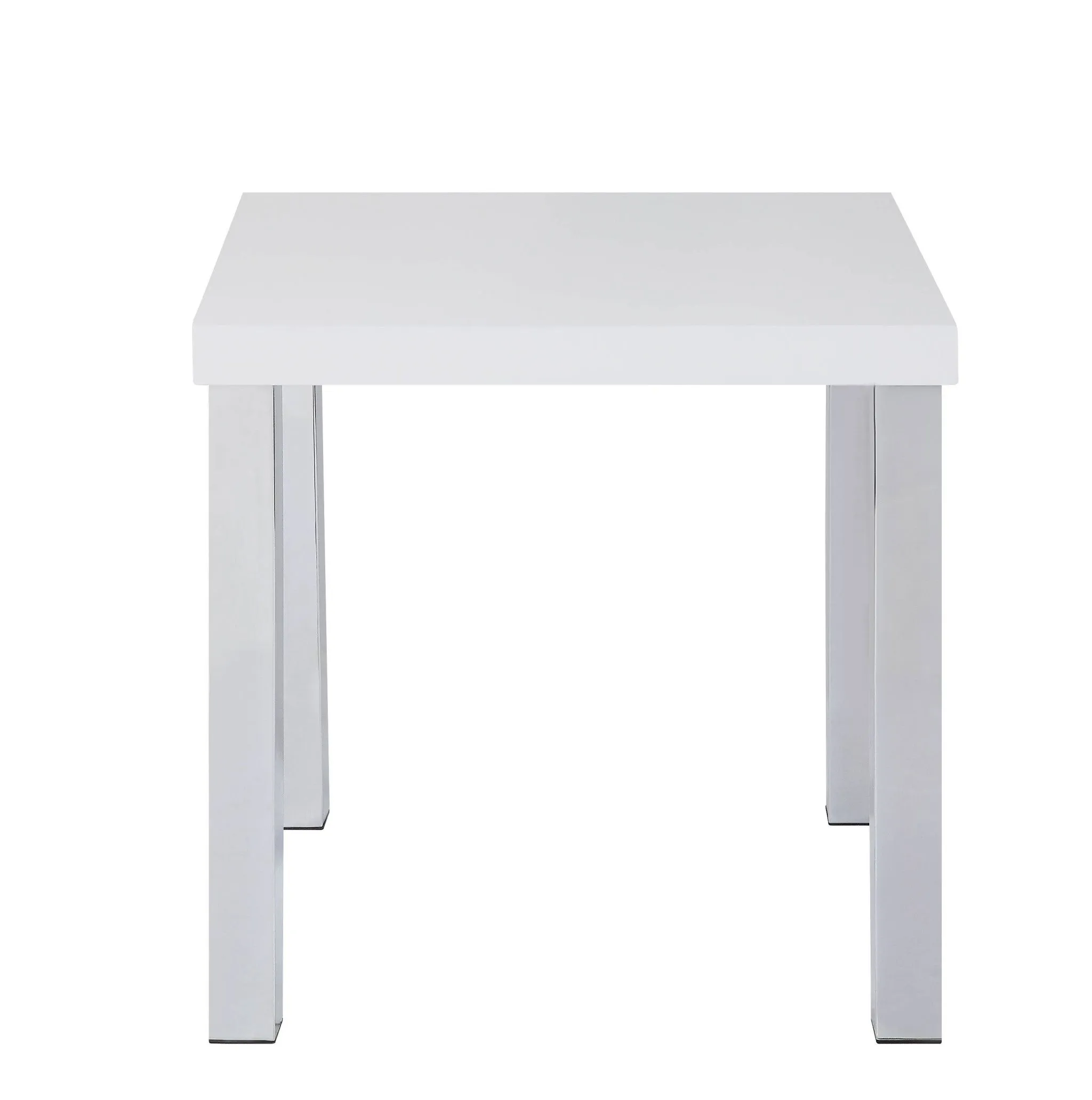 22" Chrome And White High Gloss Square End Table By Homeroots