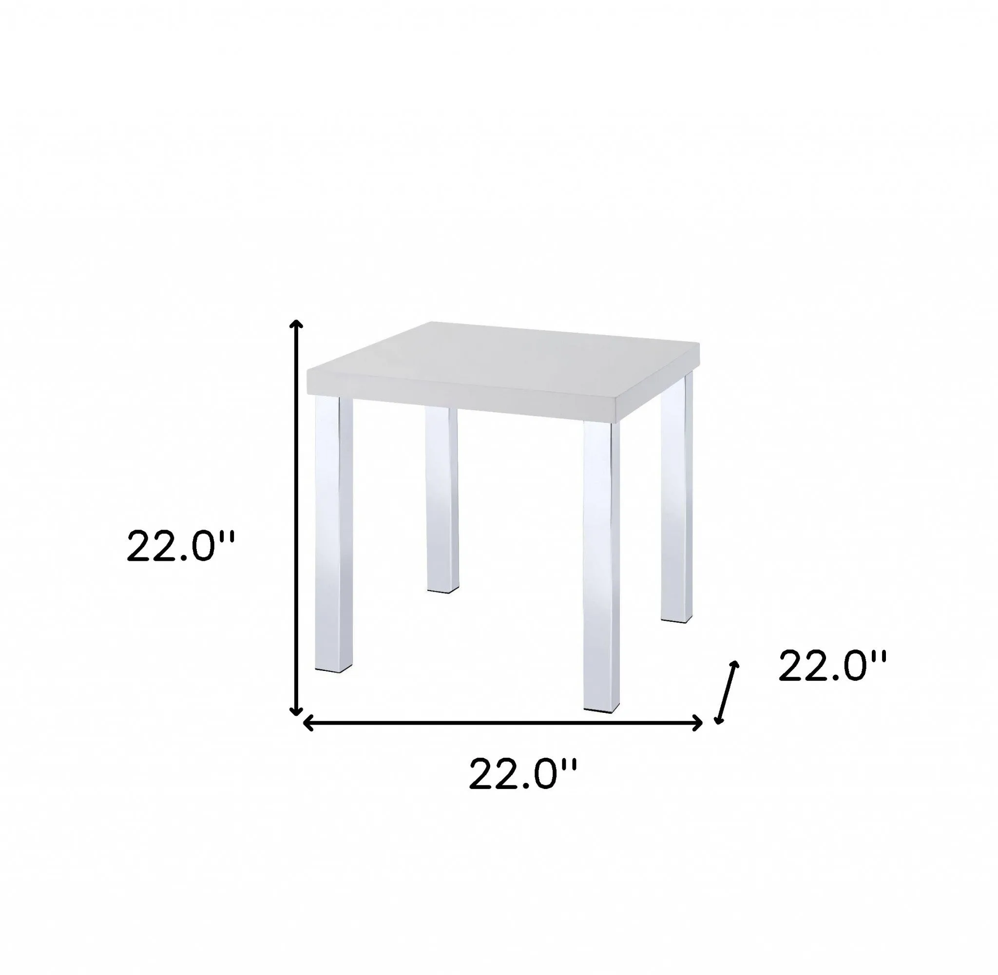 22" Chrome And White High Gloss Square End Table By Homeroots