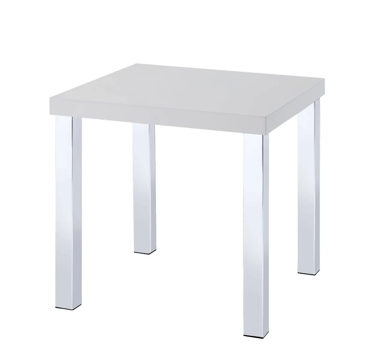 22" Chrome And White High Gloss Square End Table By Homeroots