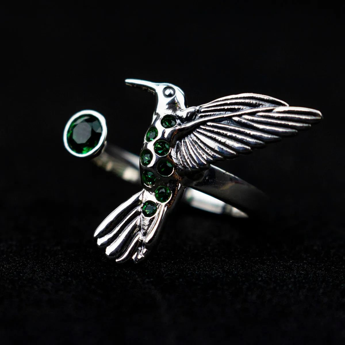 Anillo Colibri - Zirconia Verde