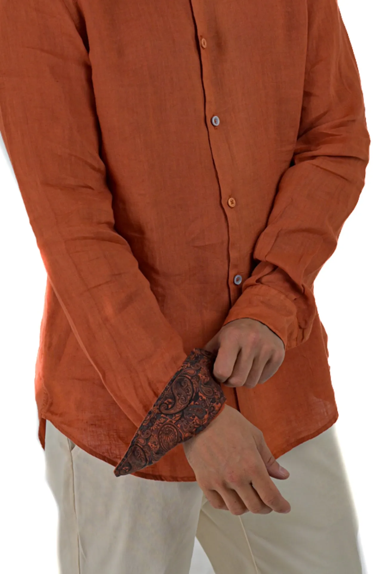 Camicia in lino regular Low lino Arancio SS24