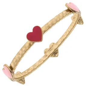 CANVAS STYLE - CLAUDIA ENAMEL HEART BANGLE IN PINK & FUCHSIA