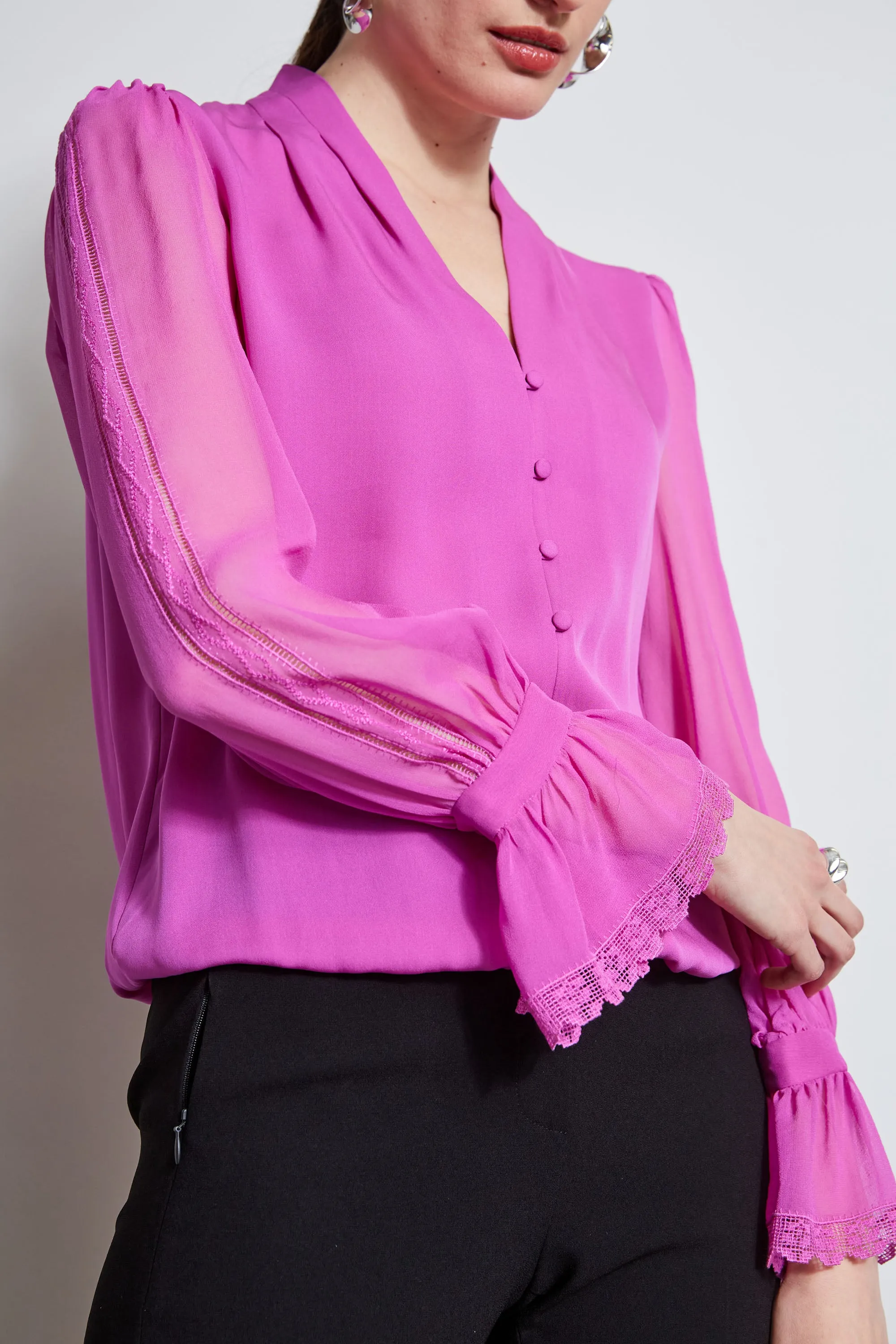 Embroidered Sleeve Blouson Shirt