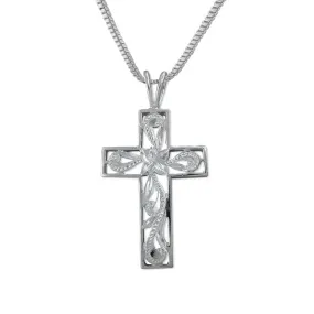 Sterling Silver Filigree Cross Pendant Necklace, 16 2" Extender